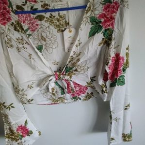 Tie front crop blouse